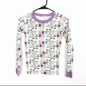 Hanna Anderson kids long sleeve peanuts pj top size 10 girls Charlie Brown